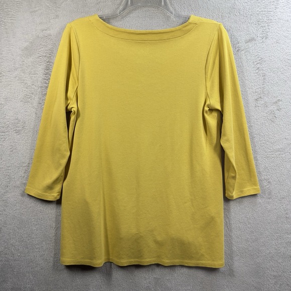 J Jill Pima 3/4 Sleeve V-Neck Top Women's Size‎ S Mustard Yellow - Picture 7 of 8